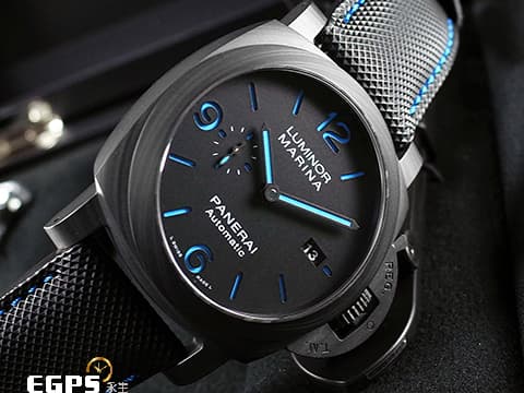 PANERAI 沛納海 Luminor Marina Carbotech 碳纖維複合材質錶殼 PAM1661 ���色夜光三明治面盤 PAM01661 三日鍊 小秒針 2022年保單 自動上鍊 44mm