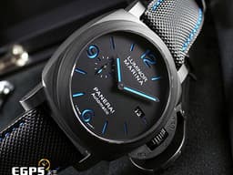 PANERAI 沛納海 Luminor Marina Carbotech™ PAM01661&nbsp;<font color="#4F4F4F">碳纖維複合材質錶殼</font> PAM1661 <font color="#4169e1">藍色夜光三明治面盤&nbsp;</font>三日鍊 小秒針 <font color="#FF0000">2022年保單</font> 自動上鍊 44mm