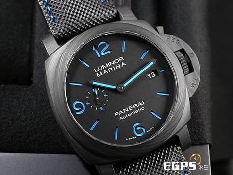 PANERAI 沛納海 Luminor Marina Carbotech 碳纖維複合材質錶殼 PAM1661 ���色夜光三明治面盤 PAM01661 三日鍊 小秒針 2022年保單 自動上鍊 44mm