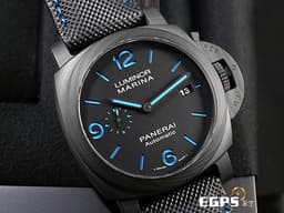 PANERAI 沛納海 Luminor Marina <font color=#4F4F4F>Carbotech 碳纖維複合材質錶殼</font> PAM1661 <font color=#4169e1>藍色夜光三明治面盤</font> PAM01661 三日鍊 小秒針 <font color=#FF0000>2021年台灣公司貨</font> 自動上鍊 44mm