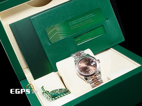 ROLEX 勞力士 Datejust 31 蠔式日誌型 278271 原廠VI鑲鑽時標 巧克力色面盤&nbsp;永恆玫瑰金&nbsp;半金款 DJ31 經典三角坑紋外圈&nbsp;2026年保卡 紀念型（Jubilee）五銖錶帶&nbsp;自動上鏈 31mm
