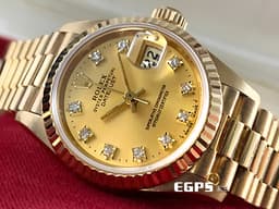 ROLEX 勞力士 Datejust 蠔式日誌型 69178 <font color="#f9ed62">原廠鑽石時標面盤</font>&nbsp;18K黃金材質 經典三角坑紋錶圈&nbsp;自動上鍊 26mm