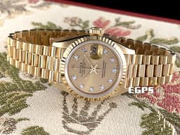 ROLEX 勞力士 Datejust 蠔式日誌型 69178 <font color="#f9ed62">原廠鑽石時標面盤</font>&nbsp;18K黃金材質 經典三角坑紋錶圈&nbsp;自動上鍊 26mm