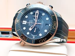 OMEGA 歐米茄 Seamaster 海馬系列 21022445101001黑色面盤 玫瑰金黑色陶瓷錶圈 同軸擒縱 <font color="#FF0000">玫瑰金 半金  膠帶海馬，2021年保單 台灣公司貨 </font>&nbsp;專業潛水錶300米防水 44mm