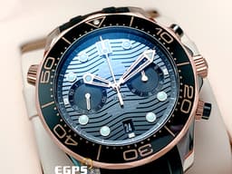 OMEGA 歐米茄 Seamaster 海馬系列 21022445101001黑色面盤 玫瑰金黑色陶瓷錶圈 同軸擒縱 <font color="#FF0000">玫瑰金 半金  膠帶海馬，2021年保單 台灣公司貨 </font>&nbsp;專業潛水錶300米防水 44mm