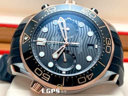 OMEGA 歐米茄 Seamaster 海馬系列 21022445101001黑色面盤 玫瑰金黑色陶瓷錶圈 同軸擒縱 <font color="#FF0000">玫瑰金 半金  膠帶海馬，2021年保單 台灣公司貨 </font>&nbsp;專業潛水錶300米防水 44mm