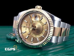 ROLEX 勞力士 Sky-Dweller 326933 天行者 18K黃金材質 半金款 <font color="#FFD700">皇帝金金色面盤</font> 兩地時區 沙羅系統 年曆錶 <font color="#FF0000">2020年新式保卡</font>&nbsp;自動上鍊 42mm