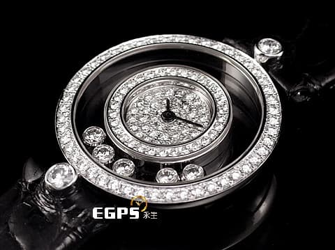 CHOPARD 蕭邦 Happy Diamonds 快樂鑽 20/3957 18K白金材質&nbsp;滿天星鑽石面盤 5顆跑鑽&nbsp;石英機芯 25mm