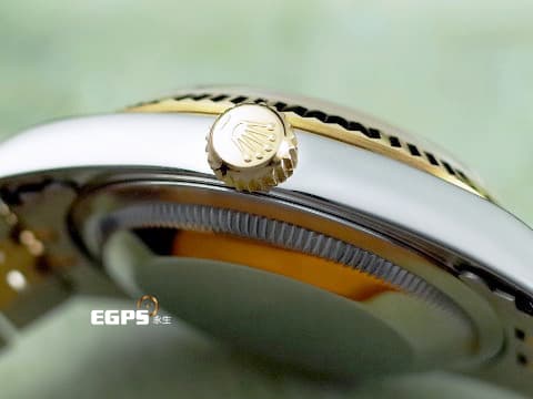 ROLEX 勞力士 蠔式 DATEJUST 16233 經典 蠔式日誌型 18K黃金 金色浮雕紀念面盤 五珠鍊帶款&nbsp;原廠鑽石時標&nbsp;半金 自動腕錶 36mm