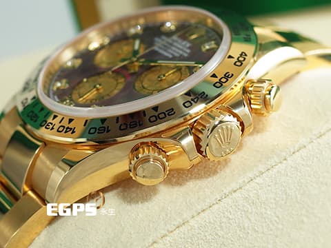 ROLEX 勞力士 Daytona 116508 黃K金材質 搪金珍珠貝母幻彩面盤 原鑲鑽石時標 防偽內圈  停產搪金黑貝母幻彩面盤 原鑲鑽石時標 防偽內圈   此錶歡迎各路錶友以 PP、AP、RM、勞力士 來店交換，本店將以最高價評估～ 自動上鍊 計時碼表 40mm