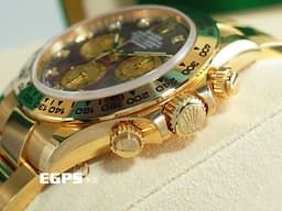 ROLEX 勞力士 Daytona 116508 黃K金材質 搪金珍珠貝母幻彩面盤 原鑲鑽石時標 防偽內圈 <font color=#FF0000> 停產搪金黑貝母幻彩面盤 原鑲鑽石時標 防偽內圈</font>  <font color=#FFFF33> 此錶歡迎各路錶友以 PP、AP、RM、勞力士 來店交換，本店將以最高價評估～</font> 自動上鍊 計時碼表 40mm