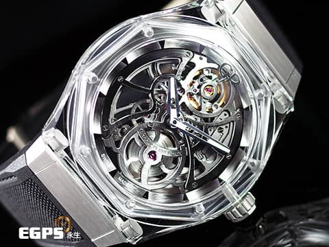 GIRARD PERREGAUX GP 芝柏 LAUREATO 桂冠系列 ABSOLUTE LIGHT 81071-43-231-FB6A 八角形藍寶石水晶玻璃錶殼 鏤空面盤 2020年保單 全球限量88只 新錶訂價：2,530,000元&nbsp;自動上鏈&nbsp;44mm
