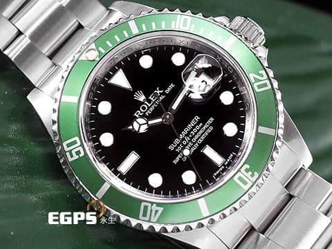 ROLEX 勞力士 Submariner 16610LV 潛航者  初代綠鬼，一代經典 防偽內圈，台灣公司貨  綠水鬼 16610 LV 2024年已送勞力士服務中心保養 延長保固到2026年 附保養保固卡 潛水錶 自動上鍊 40mm