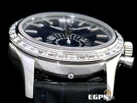 PATEK PHILIPPE 百達翡麗 PP錶 5961P-001  
複雜功能飛返計時年曆錶 PT950鉑金材質 原廠鑲嵌T鑽外框、T鑽摺疊帶扣、T鑽時標&nbsp;藍色面盤 2025年保單&nbsp;自動上鍊 40.5mm
