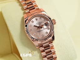 ROLEX 勞力士 Datejust 179175 永恆玫瑰金材質 <font color="#05f0f0">原廠鑲嵌鑽石時標</font> <font color="#fbefdf">日亮金色面盤</font>&nbsp;<font color="#FF0000">已回勞力士服務中心做保養 延長保固到2028年 </font>自動上鍊&nbsp;26mm