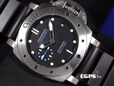 PANERAI 沛納海 Luminor Submersible PAM973 三日鍊 藍色小秒針 PAM00973  2020年保卡 台灣公司貨&nbsp;不鏽鋼材質 潛水錶 自動上鍊 42mm
