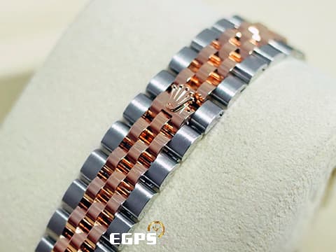 ROLEX 勞力士 Lady-Datejust 28 蠔式日誌型 279171 原廠鑲石時標 橄欖綠色面盤 DJ28 永恆玫瑰金 半金款 經典三角坑紋外圈 2020年保單 紀念型（Jubilee）五銖錶帶 自動上鏈 28mm