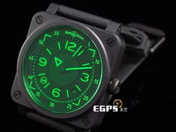 Bell &amp; Ross 柏萊士 Instruments系列 BR03-92-CBL 黑陶瓷 <font color="#00ff00">綠色藍寶石水晶玻璃</font> HUD抬頭顯示器概念 <font color="#FF0000">全球限量999只 2020年保卡 台灣公司貨</font>&nbsp;飛行錶 自動上鍊 42mm