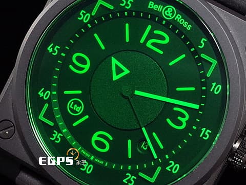 Bell &amp; Ross 柏萊士 Instruments系列 BR03-92-CBL 黑陶瓷 綠色藍寶石水晶玻璃 HUD抬頭顯示器概念 全球限量999只 2020年保卡 台灣公司貨&nbsp;飛行錶 自動上鍊 42mm