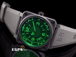 Bell &amp; Ross 柏萊士 Instruments系列 BR03-92-CBL 黑陶瓷 <font color="#00ff00">綠色藍寶石水晶玻璃</font> HUD抬頭顯示器概念 <font color="#FF0000">全球限量999只 2020年保卡 台灣公司貨</font>&nbsp;飛行錶 自動上鍊 42mm