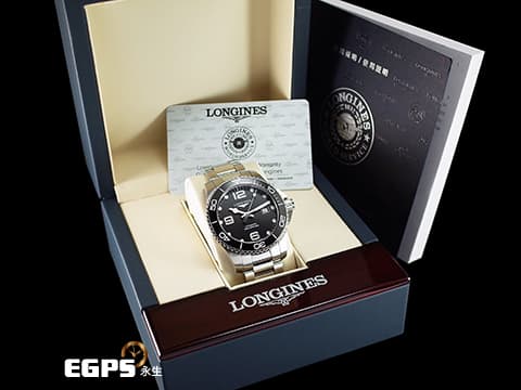 LONGINES 浪琴 Hydro Conquest 康卡斯 深海征服者 L37824566 浪鬼 黑色陶瓷錶圈 黑色面盤 黑水鬼 不鏽鋼 2024年保單 潛水錶 自動上鍊 43mm