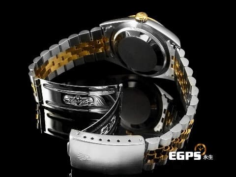 ROLEX 勞力士 DATEJUST 16233 經典蠔式日誌型 自動上鍊 黃K金半金款 原鑲包檯十鑽面，台灣公司貨&nbsp;&nbsp;自動腕錶 36mm