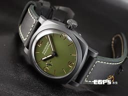 PANERAI 沛納海 RADIOMIR PAM997 啞光黑色陶瓷材質 PAM00997 <font color="#32cd32">軍綠色三明治面盤</font> 三日鍊 手上鍊 台灣公司貨&nbsp;<font color="#FF0000">2019年保單 極新品相，RADIOMIR軍綠色系列，啞光黑色陶瓷是手上鍊版本最有質感的款式之一 </font> 48mm