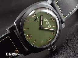 PANERAI 沛納海 RADIOMIR PAM997 啞光黑色陶瓷材質 PAM00997 <font color="#32cd32">軍綠色三明治面盤</font> 三日鍊 手上鍊 台灣公司貨&nbsp;<font color="#FF0000">2019年保單 極新品相，RADIOMIR軍綠色系列，啞光黑色陶瓷是手上鍊版本最有質感的款式之一 </font> 48mm
