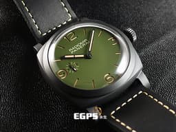 PANERAI 沛納海 RADIOMIR PAM997 啞光黑色陶瓷材質 PAM00997 <font color="#32cd32">軍綠色三明治面盤</font> 三日鍊 手上鍊 台灣公司貨&nbsp;<font color="#FF0000">2019年保單 極新品相，RADIOMIR軍綠色系列，啞光黑色陶瓷是手上鍊版本最有質感的款式之一 </font> 48mm