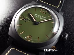 PANERAI 沛納海 RADIOMIR PAM997 啞光黑色陶瓷材質 PAM00997 <font color="#32cd32">軍綠色三明治面盤</font> 三日鍊 手上鍊 台灣公司貨&nbsp;<font color="#FF0000">2019年保單 極新品相，RADIOMIR軍綠色系列，啞光黑色陶瓷是手上鍊版本最有質感的款式之一 </font> 48mm