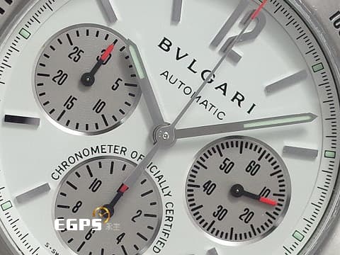 BVLGARI 寶格麗 BULGARI Diagono系列 Tachymetric Chronograph 計時碼錶 CH40STA 不鏽鋼材質 灰白熊貓計時面盤&nbsp;自動上鍊 40mm