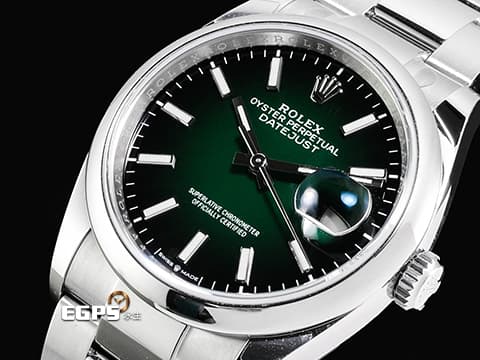 ROLEX 勞力士 Datejust 36 蠔式日誌型 DJ36 126200 不鏽鋼材質 Green Ombre&nbsp;漸層綠色 2026年保卡&nbsp;自動上鍊 36mm