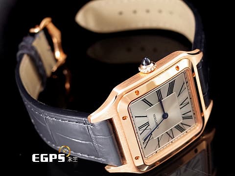 CARTIER 卡地亞 SANTOS DE CARITER  山度士 WGSA0021 18K玫瑰金材質&nbsp;&nbsp;鍍銀磨砂陽光射線紋飾錶盤&nbsp;2025年保卡&nbsp;石英機芯 32mm