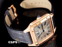 CARTIER 卡地亞 SANTOS DE CARITER  山度士 WGSA0021 18K玫瑰金材質&nbsp;&nbsp;<font color="#05f0f0">鍍銀磨砂陽光射線紋飾錶盤</font><font color="#FF0000">&nbsp;2025年保卡</font>&nbsp;石英機芯 32mm