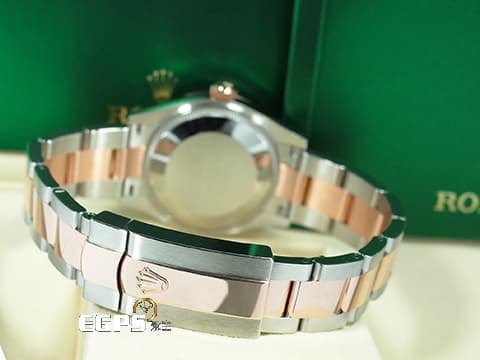 ROLEX 勞力士 DateJust 31 蠔式日誌型 278271 原廠VI鑲鑽時標 茄紫色面盤 永恆玫瑰金 半金款 DJ31 經典三角坑紋錶圈 2024年保單 蠔式（Oyster）三節板帶 自動上鍊 31mm