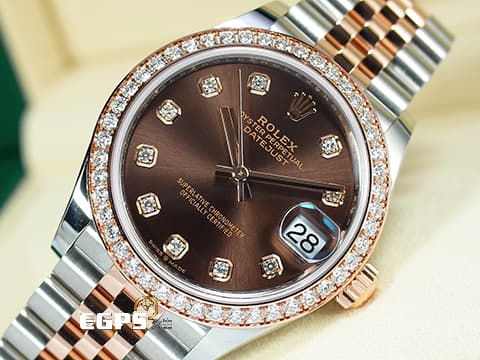 ROLEX 勞力士 DateJust 278381 18K永恆玫瑰金&amp;不鏽鋼材質 半金款 巧克力色面盤 原廠鑲嵌鑽石錶圈、時標&nbsp;2020年新式保卡 自動上鍊 31mm