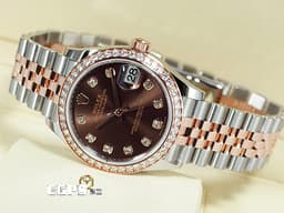ROLEX 勞力士 DateJust 278381 18K永恆玫瑰金&amp;不鏽鋼材質 半金款 <font color="#d9c0af">巧克力色面盤</font> <font color="#05f0f0">原廠鑲嵌鑽石錶圈、時標</font>&nbsp;<font color="#FF0000">2020年新式保卡</font> 自動上鍊 31mm