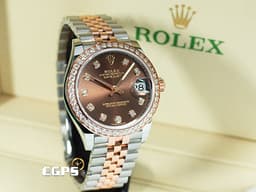 ROLEX 勞力士 DateJust 278381 18K永恆玫瑰金&amp;不鏽鋼材質 半金款 <font color="#d9c0af">巧克力色面盤</font> <font color="#05f0f0">原廠鑲嵌鑽石錶圈、時標</font>&nbsp;<font color="#FF0000">2020年新式保卡</font> 自動上鍊 31mm
