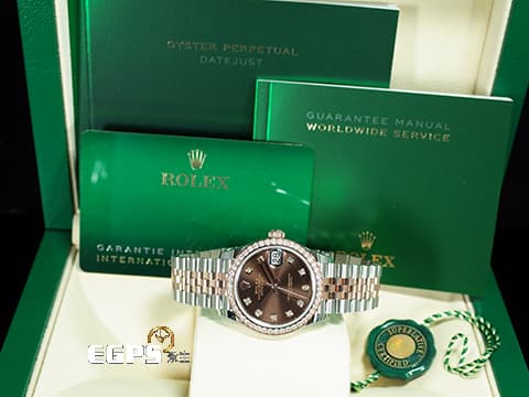 ROLEX 勞力士 DateJust 278381 18K永恆玫瑰金&amp;不鏽鋼材質 半金款 巧克力色面盤 原廠鑲嵌鑽石錶圈、時標&nbsp;2020年新式保卡 自動上鍊 31mm