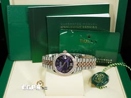 ROLEX 勞力士 DateJust 278381RBR 18K永恆玫瑰金 半金款 <font color="#dabddb">薰衣草紫色面盤 原廠鑲嵌鑽石VI時標</font> <font color="#05f0f0">原廠鑲嵌鑽石錶圈</font> <font color="#ff0000">2025年保卡</font> 自動上鍊 31mm