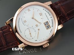 A.LANGE &amp; SOHNE 朗格 Lange 1 101.032 18K玫瑰金材質&nbsp;<font color="#05f0f0">大日期窗 實心銀白色面盤 玫瑰金羅馬數字時標指針</font>  <font color="#FF0000"> 2022年保單 台灣公司貨&nbsp;</font> 手上鍊 38.5mm
