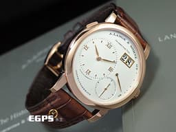 A.LANGE &amp; SOHNE 朗格 Lange 1 101.032 18K玫瑰金材質&nbsp;<font color="#05f0f0">大日期窗 實心銀白色面盤 玫瑰金羅馬數字時標指針</font>  <font color="#FF0000"> 2022年保單 台灣公司貨&nbsp;</font> 手上鍊 38.5mm