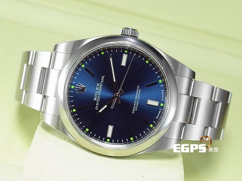 ROLEX 勞力士 Oyster Perpetual 蠔式恆動型 114300&nbsp;藍色太陽紋面盤 經典 OP39 不鏽鋼&nbsp;大三針 自動上鍊 39mm