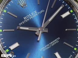 ROLEX 勞力士 Oyster Perpetual 蠔式恆動型 114300&nbsp;<font color="#2828FF">藍色太陽紋面盤 </font>經典 OP39 不鏽鋼&nbsp;大三針 自動上鍊 39mm
