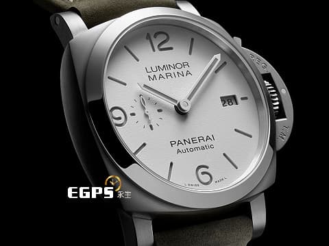 PANERAI 沛納海 Luminor Marina PAM01314 不鏽鋼材質 PAM1314 白色經典三明治面盤、銀雪灰夜光指針、時標  送你1314，愛你一生一世，男生女生皆合適  2024年單新式保卡  自動上鍊 44mm