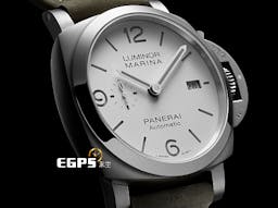 PANERAI 沛納海 Luminor Marina PAM01314 不鏽鋼材質 PAM1314 <font color=#FFFFFF>白色經典三明治面盤、銀雪灰夜光指針、時標</font> <font color=#f8a3c0> 送你1314，愛你一生一世，男生女生皆合適</font> <font color=#ff0000> 2024年單新式保卡 </font> 自動上鍊 44mm