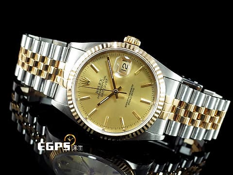 ROLEX 勞力士 DATEJUST DJ 16233 蠔式恆動 18K黃金材質 半金款 原裝金色面盤 柱狀時標 台灣公司貨 自動上鍊 36mm