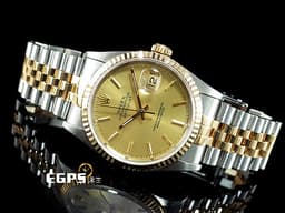 ROLEX 勞力士 DATEJUST DJ 16233 蠔式恆動 18K黃金材質 半金款 <font color="#fffa5c">原裝金色面盤 柱狀時標</font> <font color="#ff0000">台灣公司貨 </font>自動上鍊 36mm