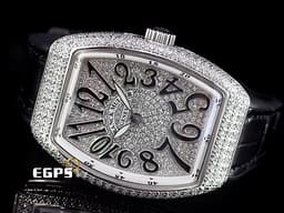 Franck Muller 法蘭穆勒 FM Vanguard Lady V32 黑色 <font color="#FF0000">精鑲鑽石，滿天星鑽石面盤</font> 不鏽鋼材質 石英腕錶 32x42.3mm