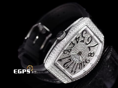 Franck Muller 法蘭穆勒 FM Vanguard Lady V32 黑色 精鑲鑽石，滿天星鑽石面盤 不鏽鋼材質 石英腕錶 32x42.3mm